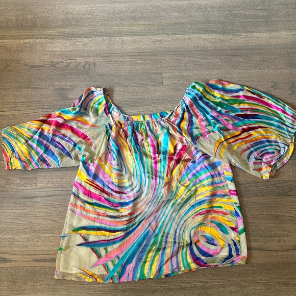 Soft Surroundings Billowy Blouse Bright Multicolor-Size XL - Picture 2 of 5